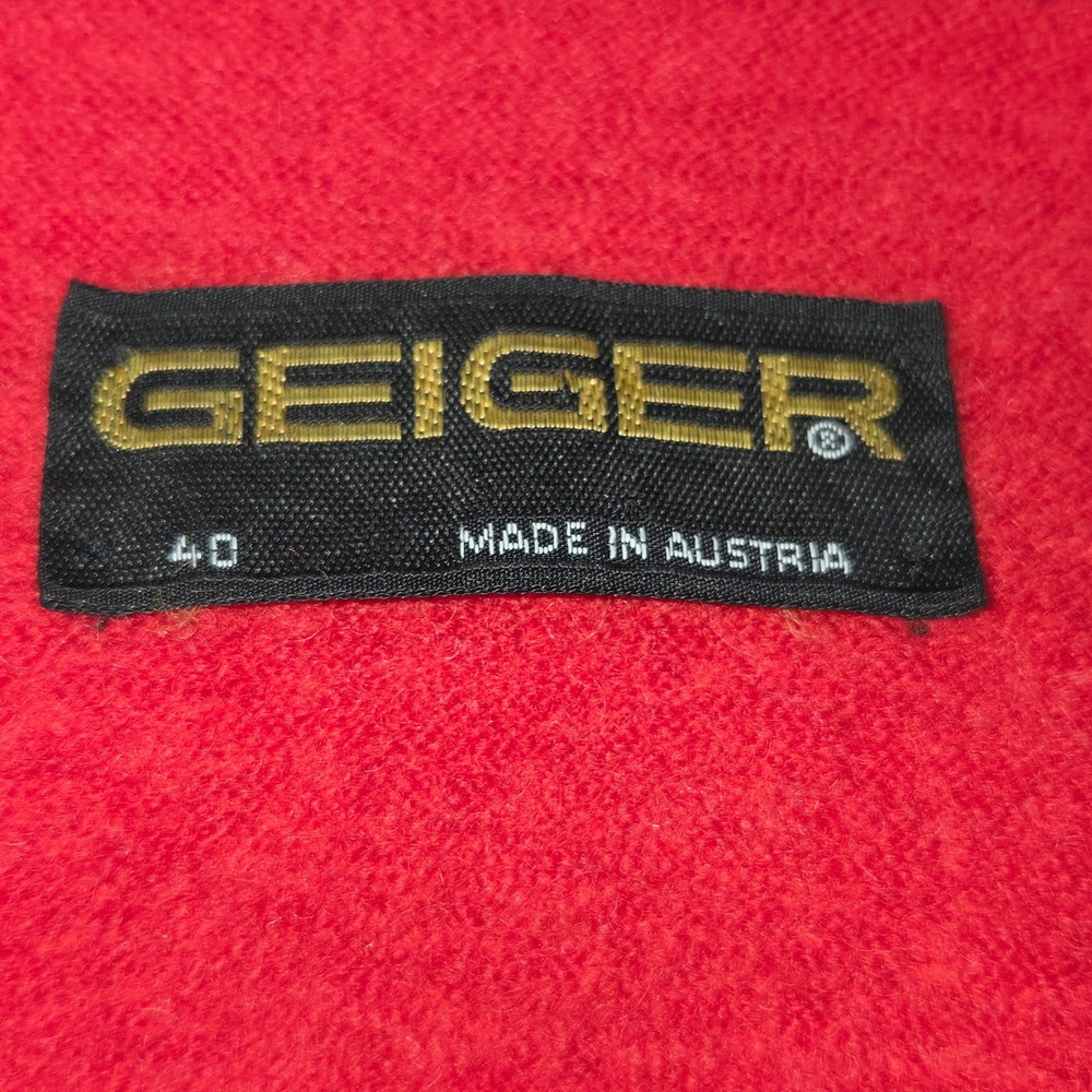 Geiger Boiled Wool Cardigan Women 40 Red Vintage‎ Puff Shoulder Austria READ - Picture 6 of 10